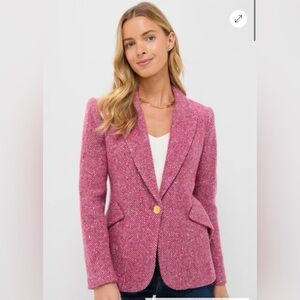 L'agence Pink Multi Herringbone Chamberlain Blazer US 2 wool blend